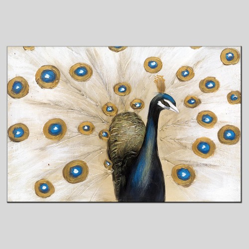 AliExpress Hot Sale Living Room Decorative Painting Restaurant Wall Hanging Painting Sofa Background Wall Peacock Half Hand Painted Oil Painting 