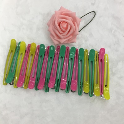 Factory direct selling 10cm hair clips, new iron plastic duck clips, barbershop hair clips