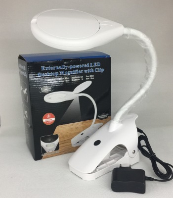 New 8 lamp led magnifier hose bendable clip-on table lamp magnifier 2 with child/mother twin lens with plug