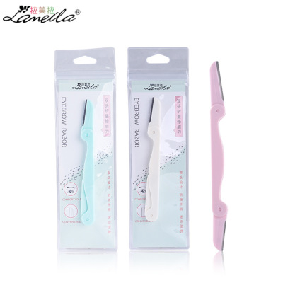 LaMeiLa Double-Headed Folding Eye-Brow Knife Macro Safety Net Eyebrow Scraper Single Pack Wholesale Direct Sales A926