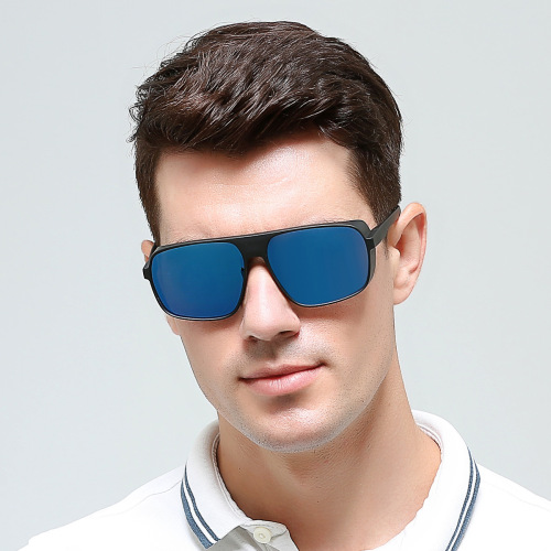 new box one-piece sunglasses european and american plastic sports glasses colorful large frame polarized men‘s sunglasses wholesale