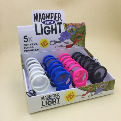 A: New fashionable children's plastic hand held magnifying glass science mini with lights