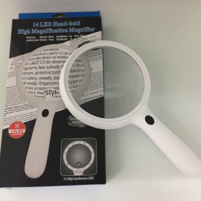 New portable magnifying glass with LED lamp old man reading newspaper reading mobile phone stamp identification magnifying glass