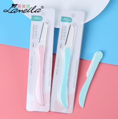 LaMeiLa Folding Single Eye-Brow Knife Stainless Steel Blades Eyebrow Razors with Protecting Net Wholesale A0228