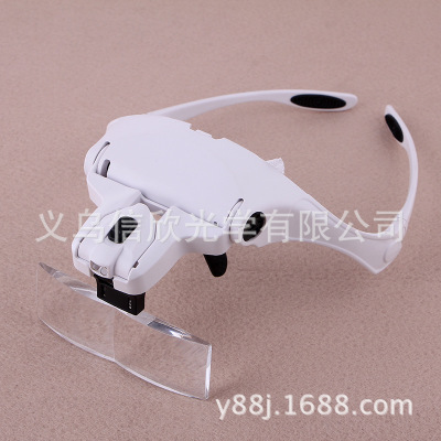 Glasses magnifier with LED lamp for the elderly reading maintenance inspection identification of five lenses 9892B1