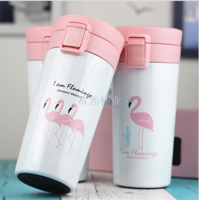 Wholesale New Fashion New Hot Stainless Steel Thermos Cup with 304 Flamingo Car Bounce Coffee Cup