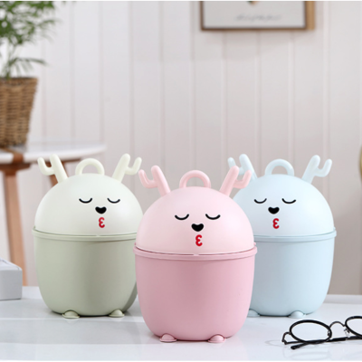 Deer Desktop Storage Bucket Multi-Function Trash Can Cartoon Deer Week Free Trash Can Cute Elk Storage Bucket