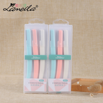 LaMeiLa Portable Three Boxed Stainless Steel Eye-Brow Knife Women's Professional Eyebrow Scraper Eyebrow Razors A923