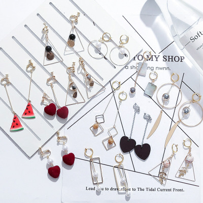 E1077 ear clip earrings can be worn by minority students with French minimalism