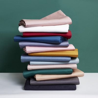 Long staple cotton 4-piece suit of pure color 60s with pure color cotton satin pillowcase, quilt cover, bed sheet etc