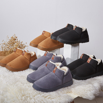 Snow Boots New Fashion Slip-on Cotton Shoes Deerskin Velvet Non-Slip Thick Bottom Couple Home Thermal Cotton Slippers 19 New