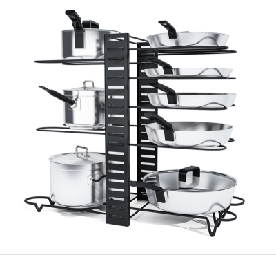 Metal kitchen shelving folding multifunctional pot rack multi-layer pan storage rack thick pot cover rack