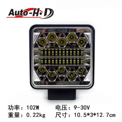 102W 34led Automobile Led Working Lamp Square 4-Inch off-Road Vehicle Spotlight Construction Car Retrofit Lights