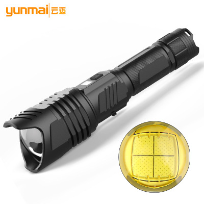 Cross-Border New Arrival Xhp90 Zoom USB Charging with Safety Hammer LCD Screen Large Lens Wide Angle Power Torch
