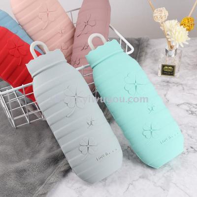 Silicone hot water bag water injection warm handbag cute thickened explosion-proof students sent knitting bag