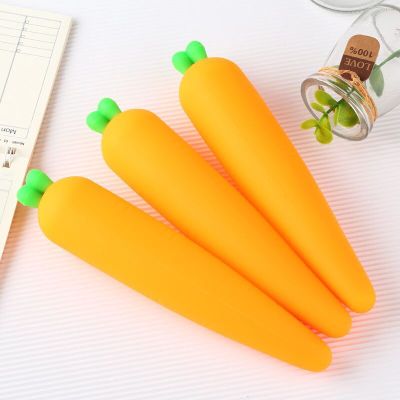 Creative carrot shape pencil bag students silica gel radish pencil bag stationery storage bag