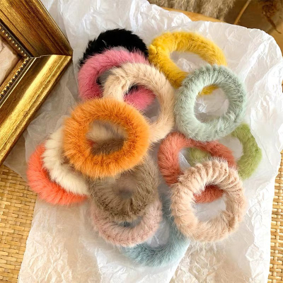 Autumn full of Autumn warm mink hair ring versatile colorful plush hair string ball head rubber band web celebrity hair accessories