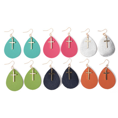 2019 New Drop-Shaped Earrings Earrings Popular Jewelry Graceful Personality Cross Eardrops European and American Retro Earrings