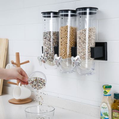 Wall - mounted three - cylinder cereal machine coarse grain storage container kitchen dry fruit container snack container food sealed container