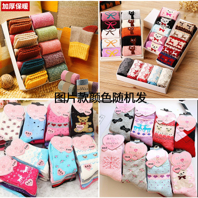 Jinsi deer female socks wool socks female qiu dong thickened warm cartoon wool socks wholesale taobao goods spot