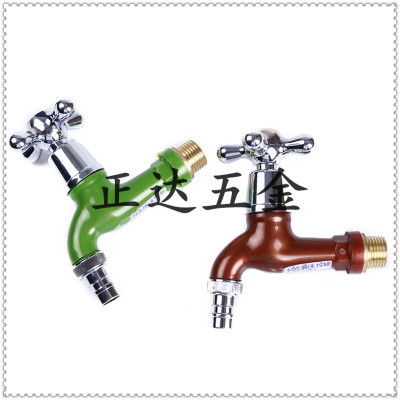 Zhengda Washing Machine Faucet Copper Mop Pool Lengthened Dual-Use 4 Points Household Red Green Cold Water Faucet