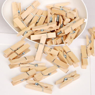 Raw wood color 3.5cm small Wooden Clip 100 / Package DIY Photo Clip Photo wall decoration small wooden Clip