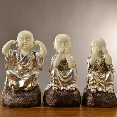 Soft decoration do not see do not listen to do not say three not monk put a resin handicraft sitting room decoration home decoration