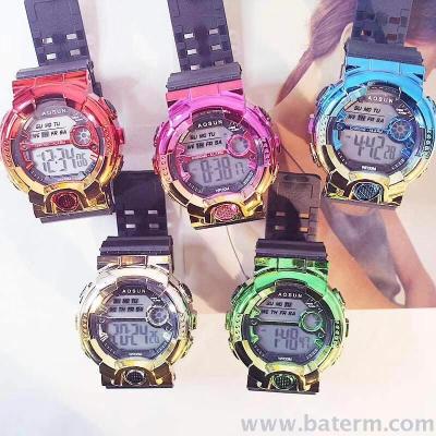 New old style ins rainbow color large dial sports watch for men and women students watch