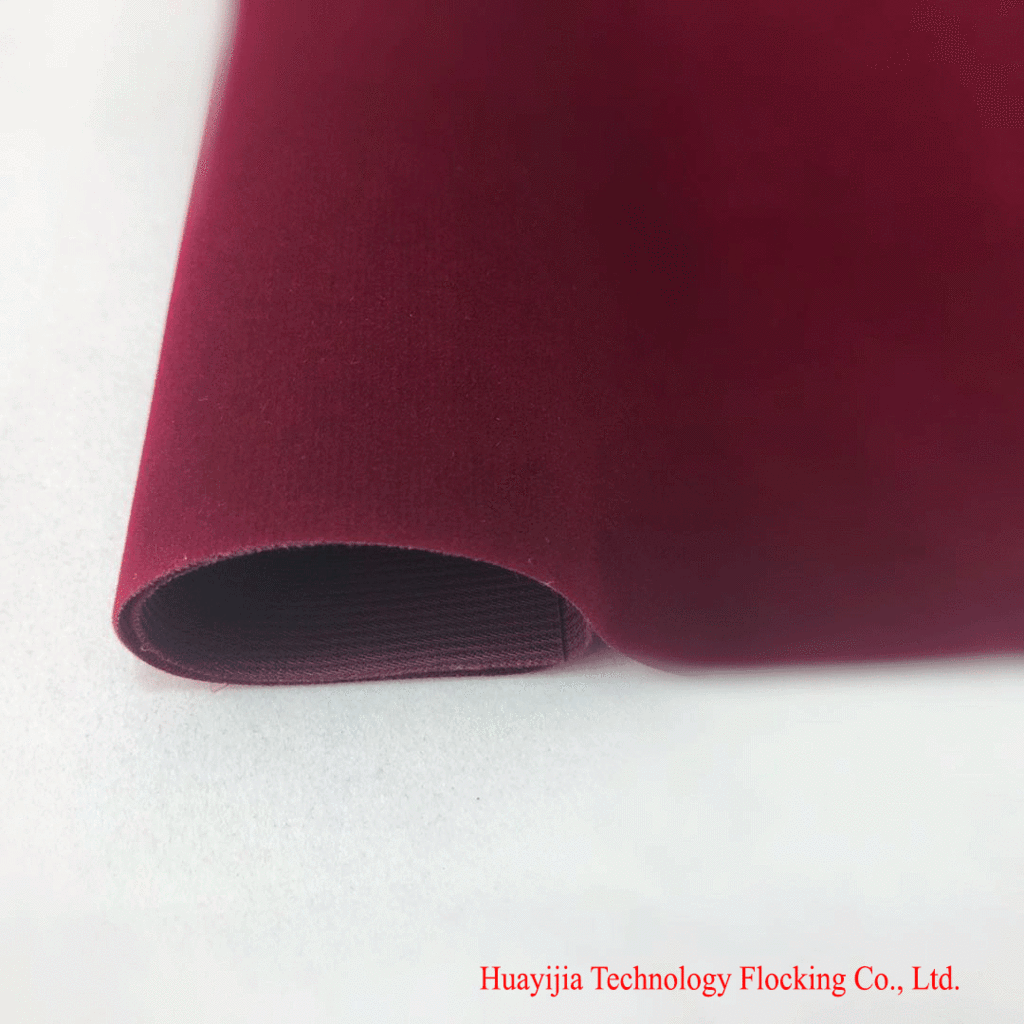 Purplish Red Clothing Fabric Warp Knitted Bottom Flocking Cloth Headdress Craft Bright Color No Fading No Lint Source Factory