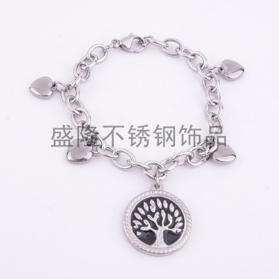 European and American Popular Stainless Steel Magnet Hollow Perfume Aromatherapy Essential Oil Lucky Tree Jewelry Bracelet Bracelet