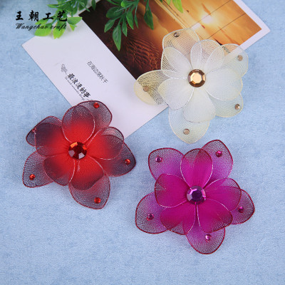 Simulation gradient manual flower supply 8cm double-layer flower accessories decoration props to sample custom wholesale