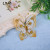 Manufacturer supplies 7.5cm imitation butterfly leaving with plum blossom bright powder color butterfly accessories wholesale