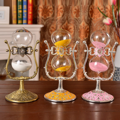 Metal continental colored hourglass timer office tabletop decoration 30/60 minutes decoration hourglass decoration