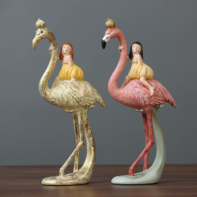 The agreement of colophony Nordic flamingo and beautiful maiden places creative household room adornment soft outfit decoration article