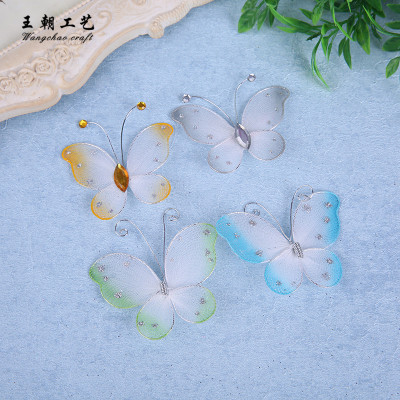 Supply 5.5cm gradient butterfly small butterfly handmade wire mesh accessories to sample market