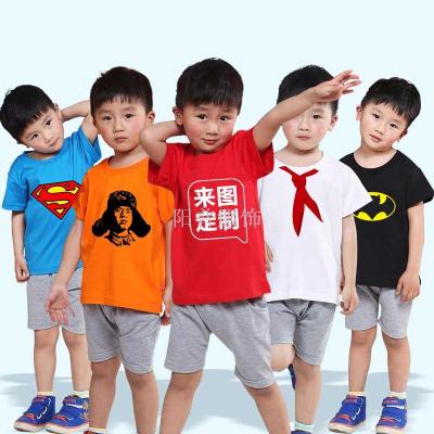 Children's Cotton round Neck T-shirt DIY Graffiti Painting Advertising Shirt Cultural Shirt in Stock Seconds Custom Logo Business Attire
