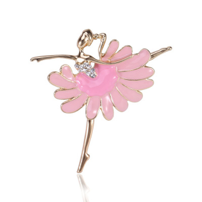 New cross-border hot seller ballerina alloy drip oil brooch high-end clothing accessories brooch