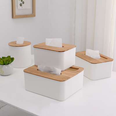 Plastic paper towel box simple wind desktop paper box creative household bamboo paper towel cover storage box