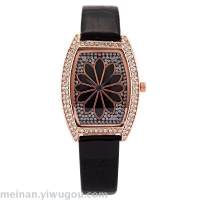 The new rectangular lady watch with diamond and lotus color matching belt