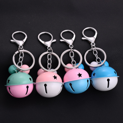 New Contrasting Color Bell Key Chain Creative Bell Lady Bag Package Pendant Anti-Wolf Anti-Theft Car Key Ring Pendant