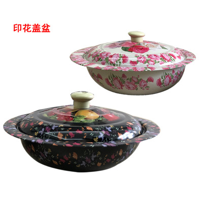 30 cm printed cover basin stainless steel fruit basin 32 cm dry basin, grab rice plate snack plate export basin wholesale