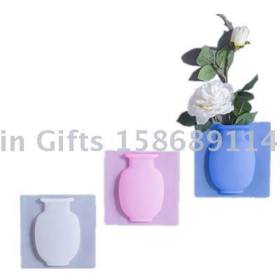 Slingifts Silicone Sticky Wall Magic Plant Vases Container Decorations Leaves Body Accessories Pots Soft Bottle Flowers