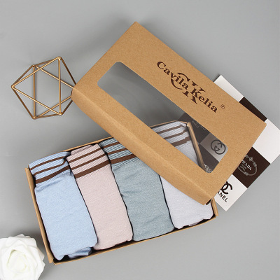 New CK Men's Cotton Antibacterial Underwear Boxer Comfort Breathable 4 Boxed Underwear Color Cotton Large Size Hardcover Version