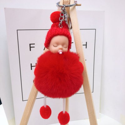 Pacifier doll lovely hat hair ball with feet key chain schoolbag bag buckle pendant 16 balls wide 8