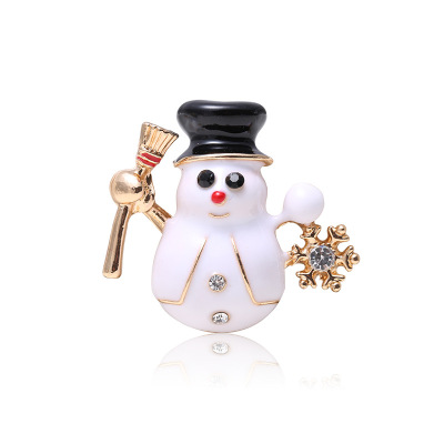 Christmas snowman brooch Europe and the United States sell hot-selling color - preserving electroplating hand-drop oil brooch wholesale manufacturers direct