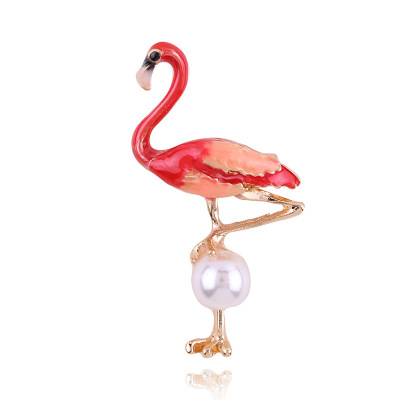 2019 new drip oil flamingo brooch enamel drip oil cross - border clothing accessories fashion brooch sold domestically hot style
