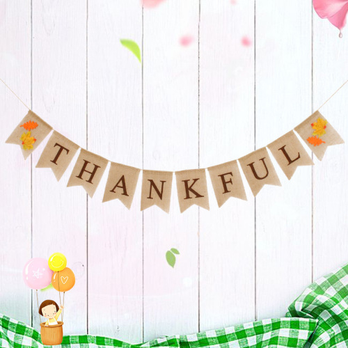 holiday party supplies factory direct sales european and american autumn party decoration garland thanksgiving linen dovetail bunting
