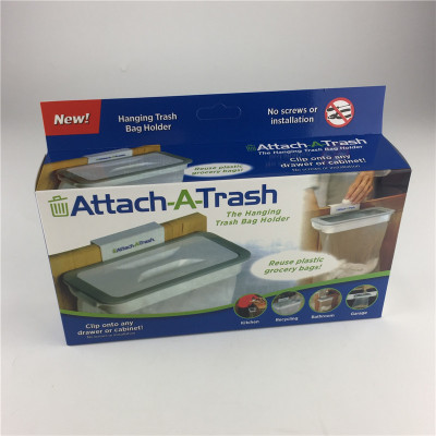 Attach-A-Trash kitchen cabinet door hanging garbage rack