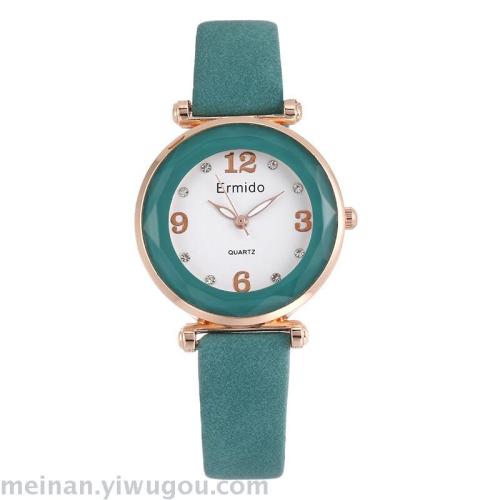 Ins Popular Rhinestone Color Matching Women‘s Simple Colored Glass Watch