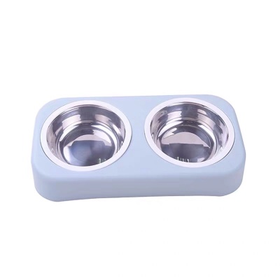 Dog always use pet cat cat Dog food bowl teddy bear stainless steel double bowl rice bowl Dog food bowl cat food bowl daily necessities